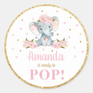 Sticker Rond Baby shower éléphant À propos Prêt à faire la prom