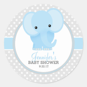 Sticker Rond Baby shower Eléphant bébé (bleu)