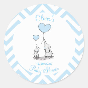 Sticker Rond Baby Shower Éléphant Bébé Pastel avec Cœur Sur Mes