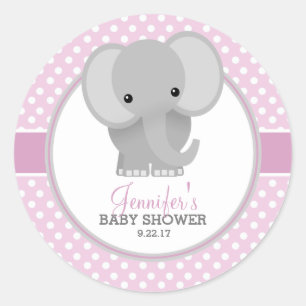 Sticker Rond Baby Shower Éléphant Bébé (rose)
