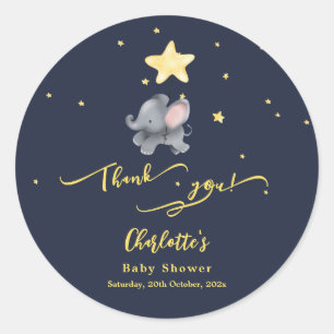 Sticker Rond Baby shower Eléphant et Balloon mignon