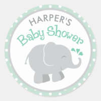 Baby Shower Éléphant Gris et Menthe
