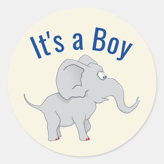 Sticker Rond Baby shower Eléphant mignon (Devant)