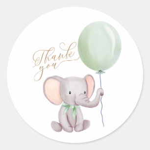 Sticker Rond Baby shower éléphant neutre pour les femmes Merci