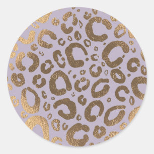 Sticker Rond Baby shower Empreinte de léopard Lavender Gold Cre