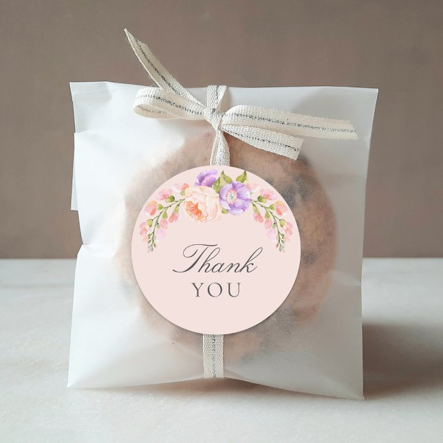 Sticker Rond Baby shower en fleur violet (Créateur téléchargé)
