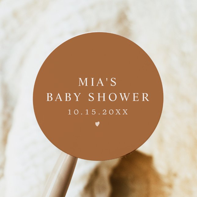Sticker Rond BABY SHOWER en terre cuite MIA Arched Boho (Créateur téléchargé)