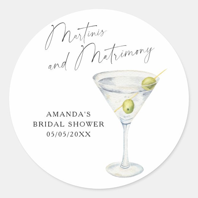Sticker Rond Baby shower et mariage Martini  (Devant)