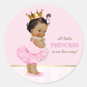 Sticker Rond Baby shower ethnique Ballerina Princess Tutu