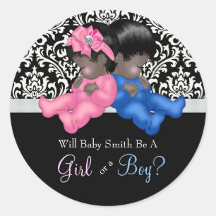 Sticker Rond Baby shower ethnique de révélation de genre