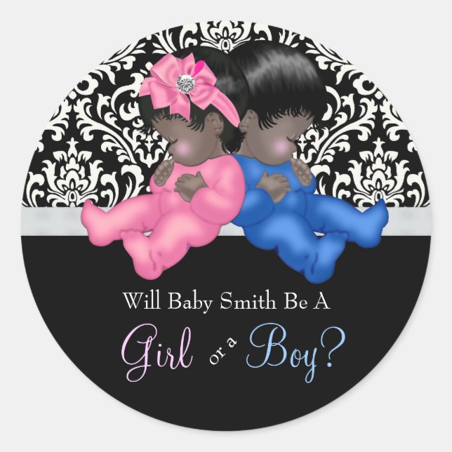 Sticker Rond Baby shower ethnique de révélation de genre (Devant)