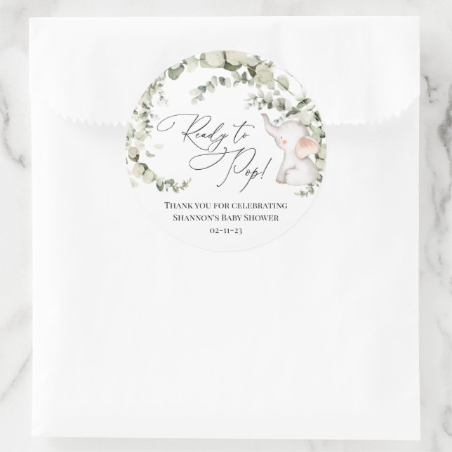 Sticker Rond Baby shower Eucalyptus Eucalyptus Neutre Genre (Sac)