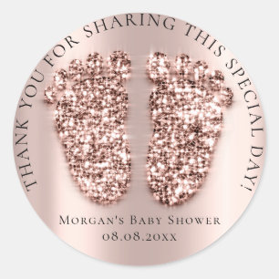 Sticker Rond Baby shower Favoriser Merci Parties scintillant fi