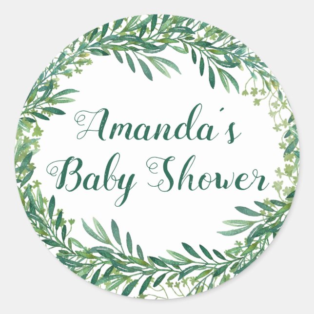 Sticker Rond Baby shower Feuille vert (Devant)