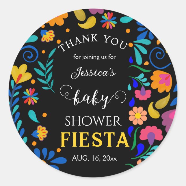 Sticker Rond Baby shower Fiesta Parti mexicain faveur autocolla (Devant)