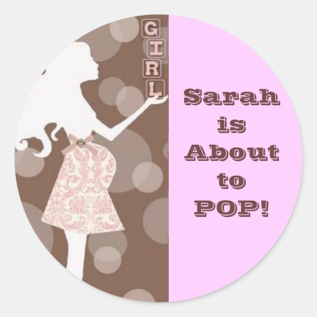 Sticker Rond Baby shower fille (Devant)