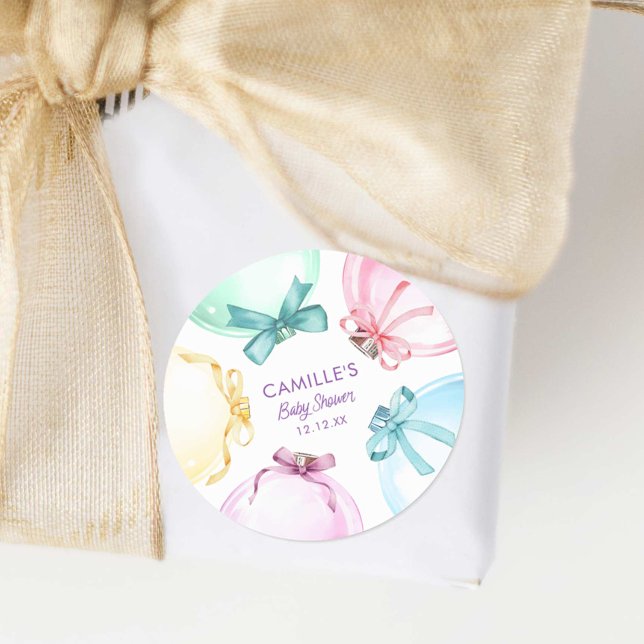 Sticker Rond Baby shower Fille d'hiver (Elegant Winter Christmas Baby Shower Sticker)