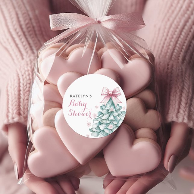 Sticker Rond Baby shower Fille d'hiver Noël (Créateur téléchargé)