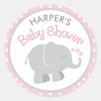 Baby Shower Fille Éléphant Rose et Gris