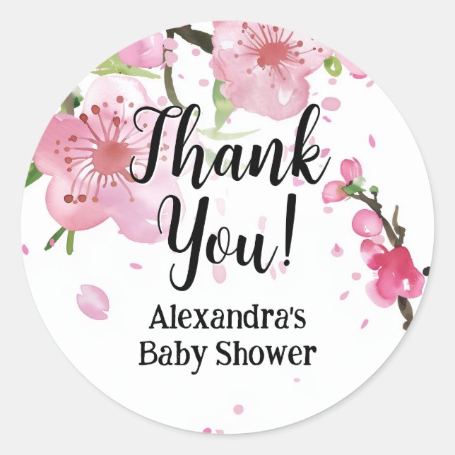 Sticker Rond Baby shower Fille Fleur Fleur de Printemps de Ceri (Devant)
