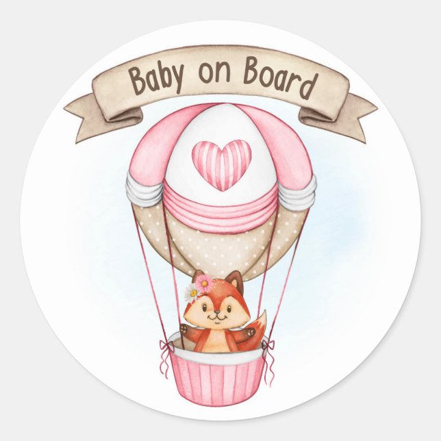 Sticker Rond Baby shower fille rose (Devant)