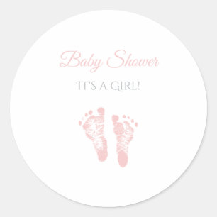 Sticker Rond Baby shower Fille Simple Precious Empreintes roses