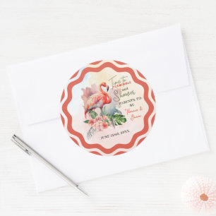Sticker Rond Baby shower Flamant rose