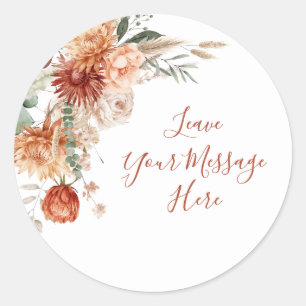 Sticker Rond Baby shower Fleur sauvage rustique Aimez votre mes