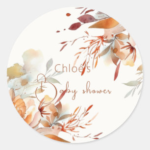Sticker Rond Baby shower fleur sauvage vert