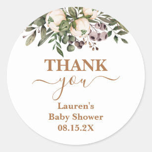 Sticker rond Baby shower Floral Boho