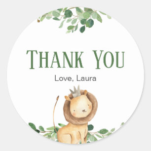 Sticker Rond Baby shower Floral Prince Lion