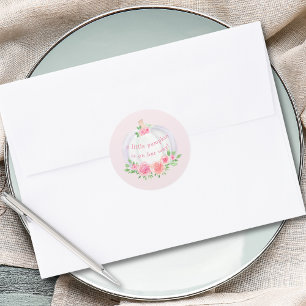 Sticker Rond Baby shower floral rose citrouille