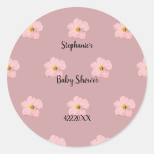 Sticker Rond Baby shower floral rose Petunia Motif Artsy 2024