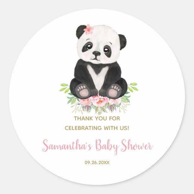 Sticker Rond Baby shower Floral Rose Rose Bleu À Ours Mélange P (Devant)