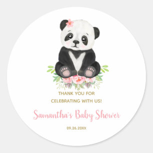 Sticker Rond Baby shower Floral Rose Rose Bleu À Ours Mélange P