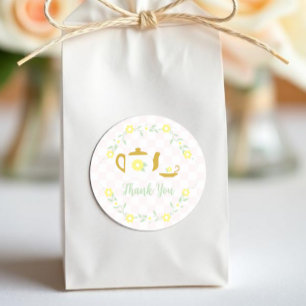 Sticker Rond Baby Shower Floral Tea Party