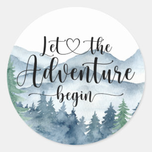 Sticker Rond Baby shower Forest Adventure Mountains