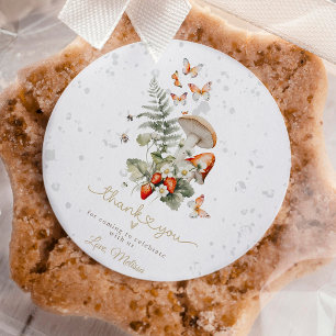 Sticker Rond Baby shower forestier de Little Mushroom Baby show