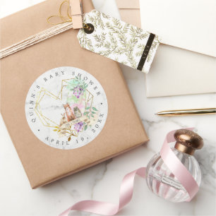 Sticker Rond Baby shower forestier élégant Favoriser