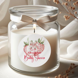 Sticker Rond Baby Shower Forêt de Fraises
