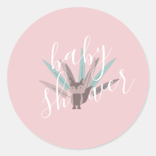Sticker Rond Baby shower Fox Plumes de Bohême