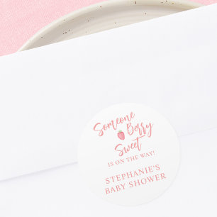 Sticker Rond Baby Shower Fraise