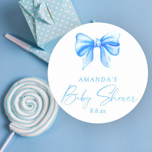 Sticker Rond Baby shower garçon arc bleu