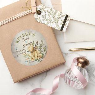 Sticker Rond Baby shower garçon mignon de l'ours en peluche en