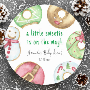 Sticker Rond Baby shower gâteaux de Noël et donuts