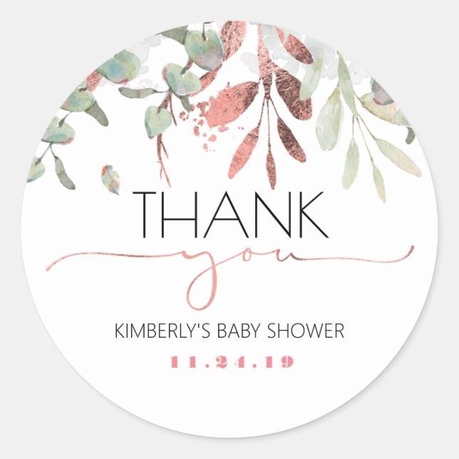 Sticker Rond Baby shower Gold rose (Devant)