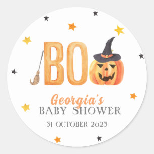 Sticker Rond Baby shower Halloween Little BOO