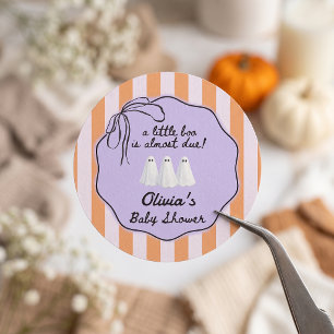Sticker Rond Baby Shower Halloween Little Boo