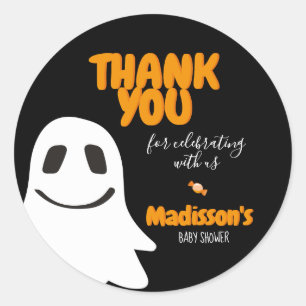 Sticker Rond Baby shower Halloween personnalisé