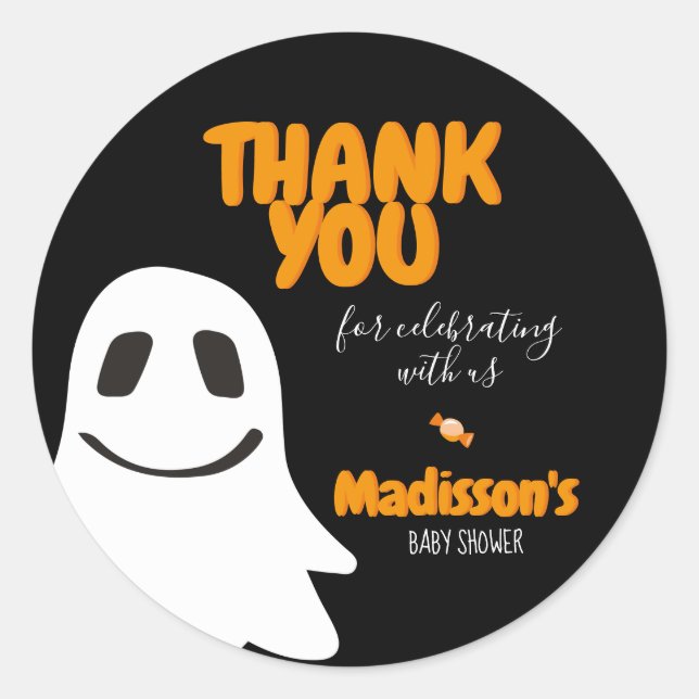 Sticker Rond Baby shower Halloween personnalisé (Devant)